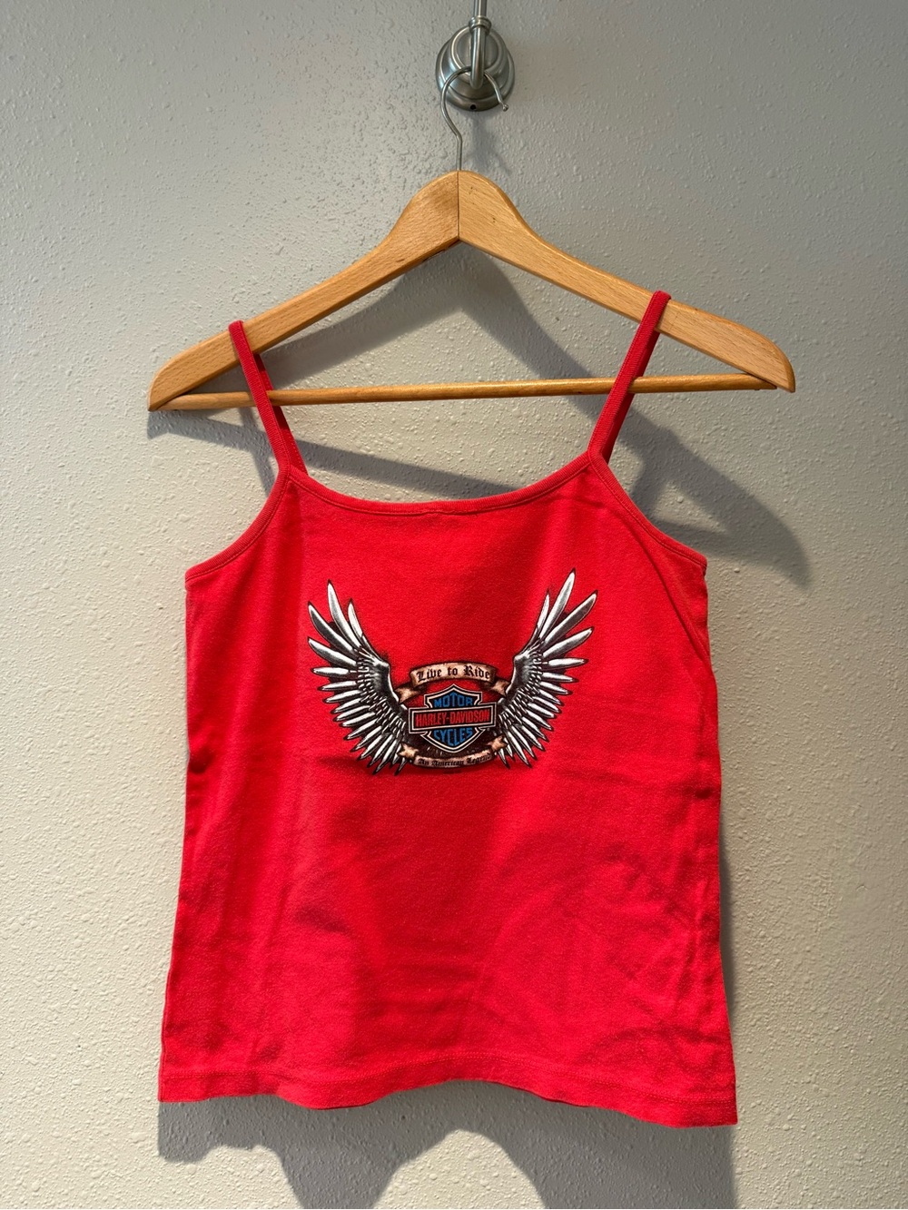 Harley-Davidson Red Live To Ride Winged Bar & Shield Tank Top Cami Size Large